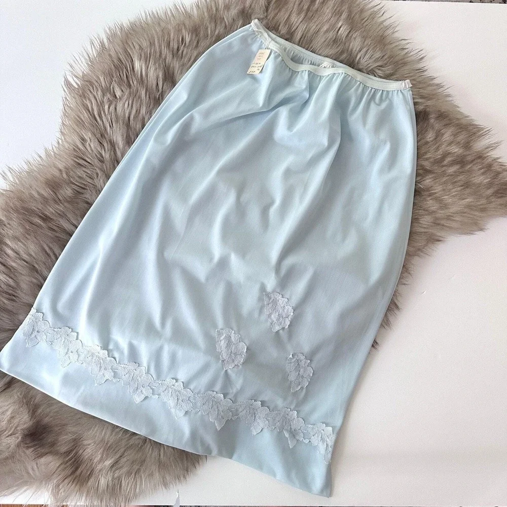 60s Pale Blue Nylon Slip Skirt‎ M NWT Angelic Dollette Coquette Ballerinacore